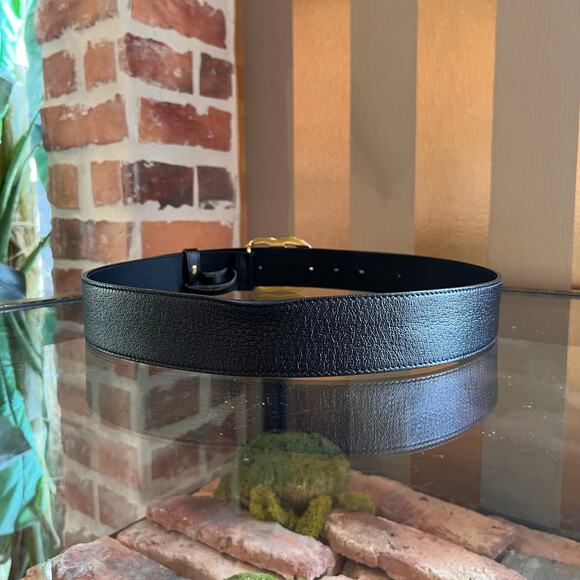 GUCCI GG Wide Marmont Black Textured Leather Belt SZ 90/36 main image 10